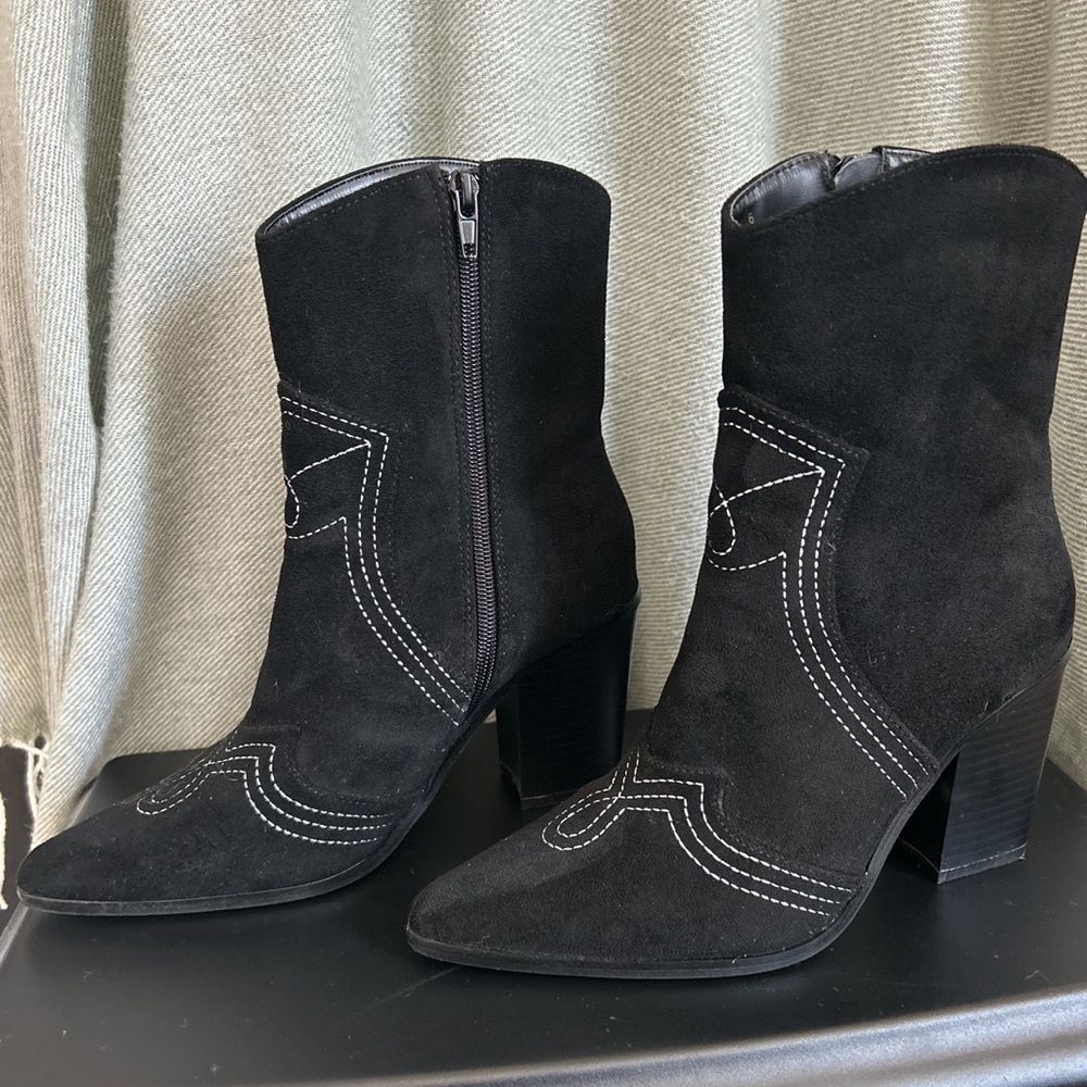 Black western suede booties